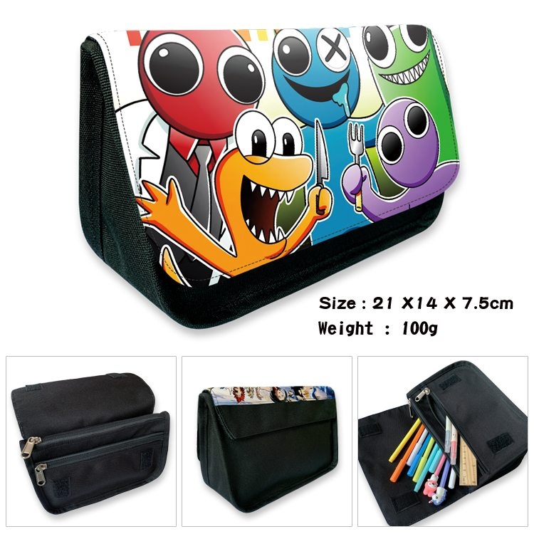 Rainbow friends Anime Velcro canvas zipper pencil case Pencil Bag 21×14×7.5cm