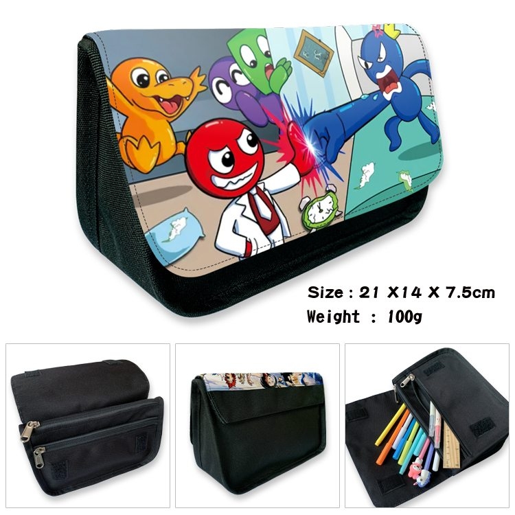 Rainbow friends Anime Velcro canvas zipper pencil case Pencil Bag 21×14×7.5cm