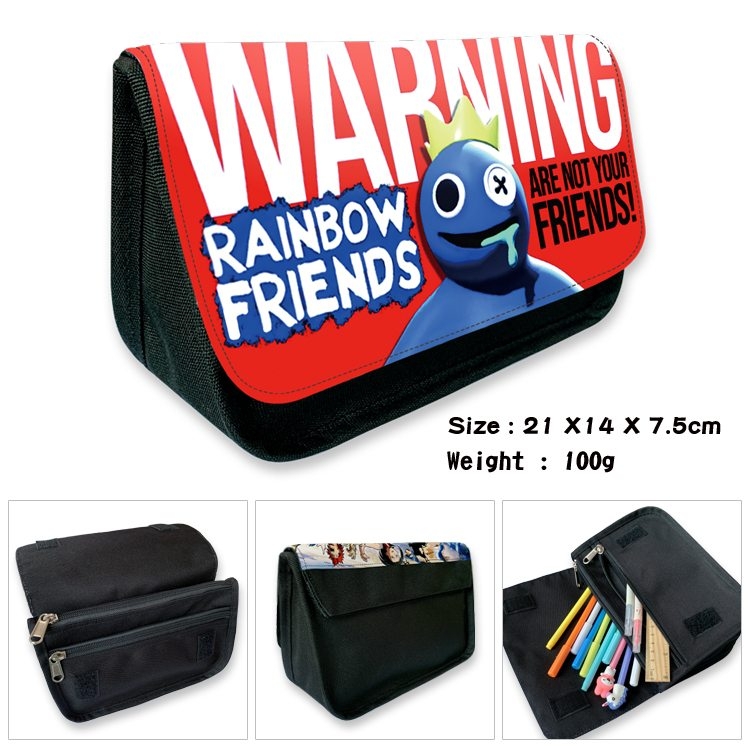 Rainbow friends Anime Velcro canvas zipper pencil case Pencil Bag 21×14×7.5cm