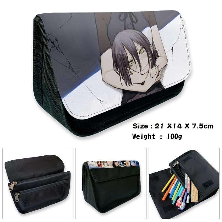 Chainsaw man Anime Velcro canvas zipper pencil case Pencil Bag 21×14×7.5cm