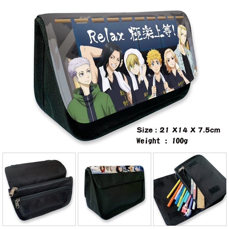 Tokyo Revengers Anime Velcro canvas zipper pencil case Pencil Bag 21×14×7.5cm