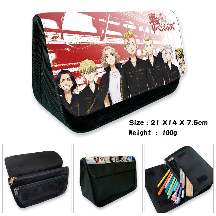 Tokyo Revengers Anime Velcro canvas zipper pencil case Pencil Bag 21×14×7.5cm