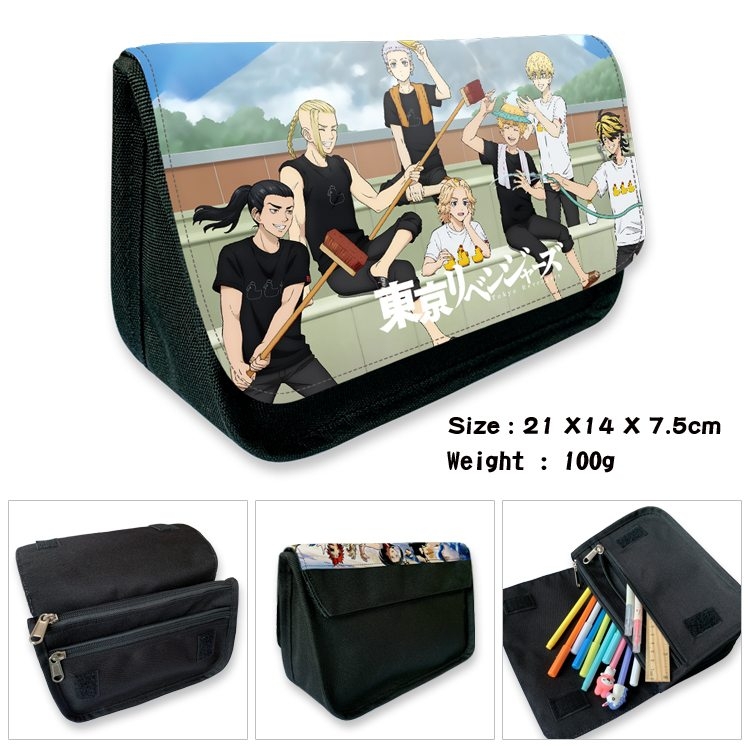 Tokyo Revengers Anime Velcro canvas zipper pencil case Pencil Bag 21×14×7.5cm