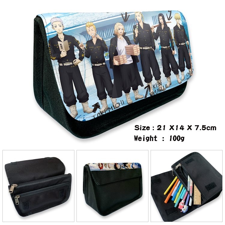 Tokyo Revengers Anime Velcro canvas zipper pencil case Pencil Bag 21×14×7.5cm