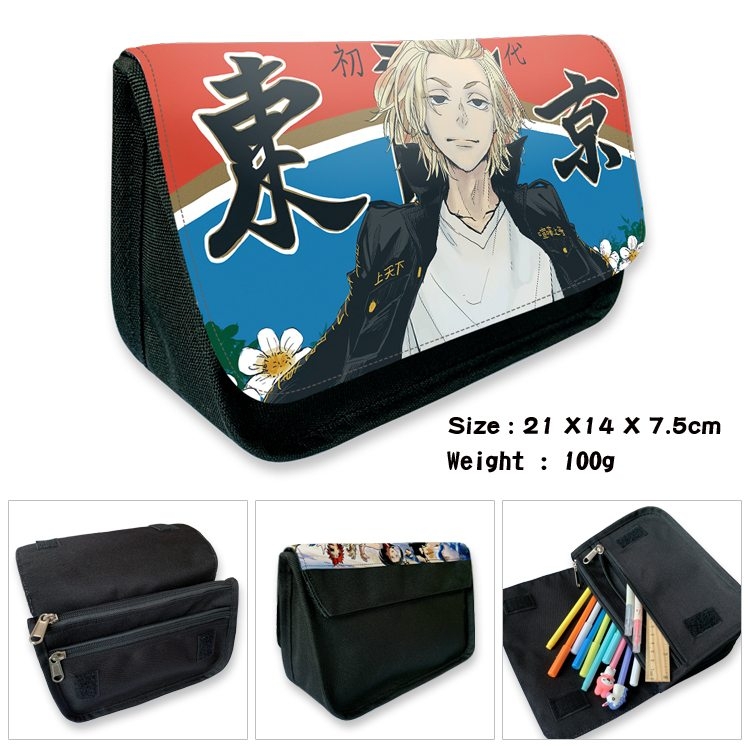 Tokyo Revengers Anime Velcro canvas zipper pencil case Pencil Bag 21×14×7.5cm