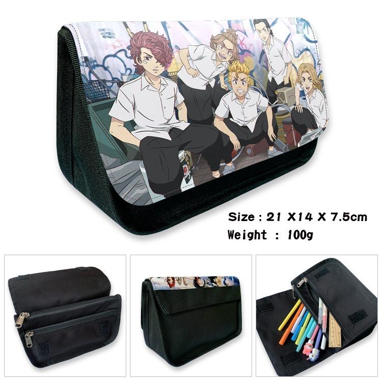 Tokyo Revengers Anime Velcro canvas zipper pencil case Pencil Bag 21×14×7.5cm