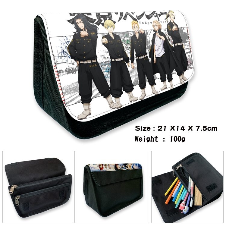 Tokyo Revengers Anime Velcro canvas zipper pencil case Pencil Bag 21×14×7.5cm