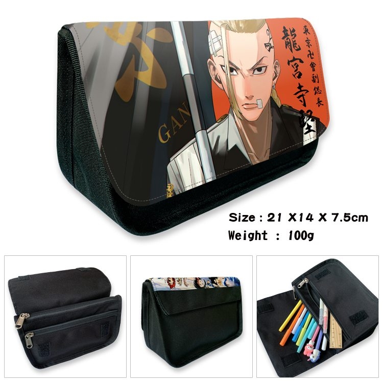 Tokyo Revengers Anime Velcro canvas zipper pencil case Pencil Bag 21×14×7.5cm