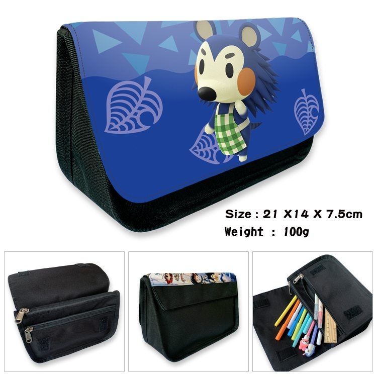 Animal Crossing Anime Velcro canvas zipper pencil case Pencil Bag 21×14×7.5cm