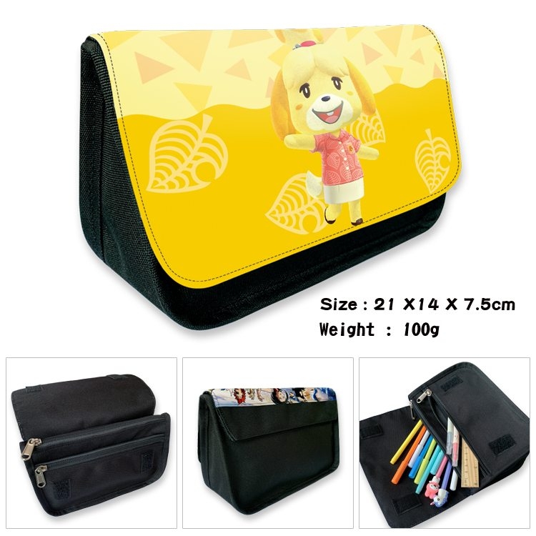 Animal Crossing Anime Velcro canvas zipper pencil case Pencil Bag 21×14×7.5cm