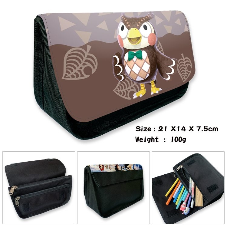 Animal Crossing Anime Velcro canvas zipper pencil case Pencil Bag 21×14×7.5cm