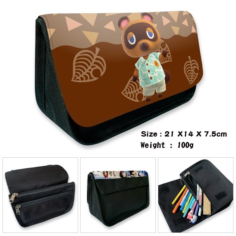 Animal Crossing Anime Velcro canvas zipper pencil case Pencil Bag 21×14×7.5cm