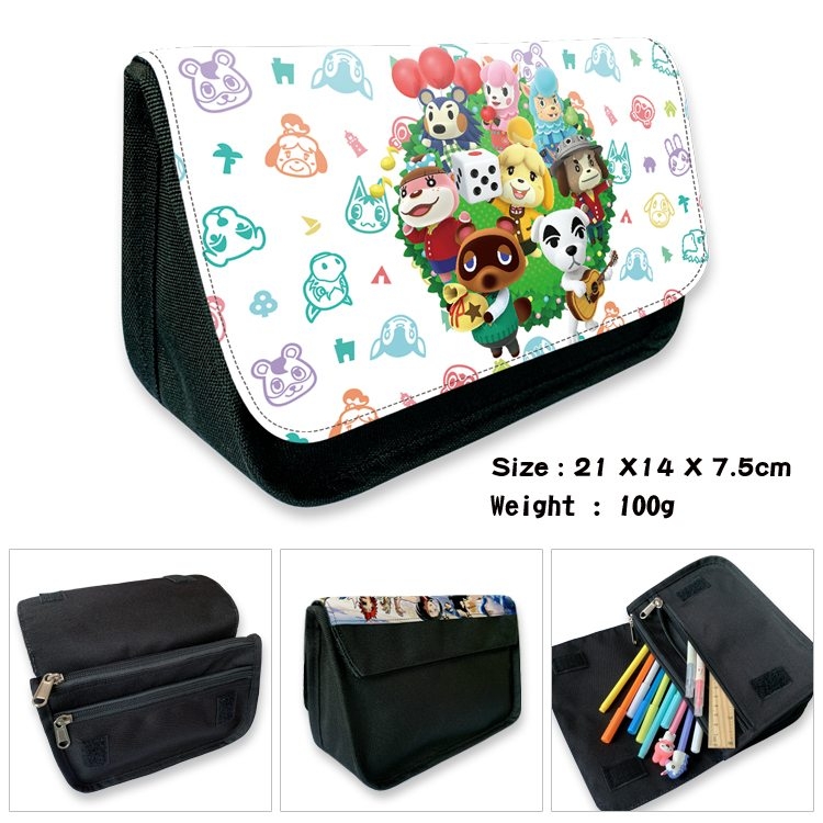 Animal Crossing Anime Velcro canvas zipper pencil case Pencil Bag 21×14×7.5cm