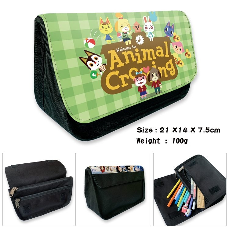 Animal Crossing Anime Velcro canvas zipper pencil case Pencil Bag 21×14×7.5cm