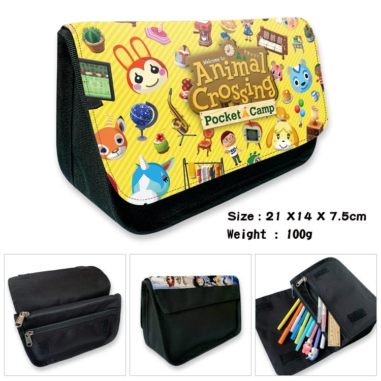 Animal Crossing Anime Velcro canvas zipper pencil case Pencil Bag 21×14×7.5cm