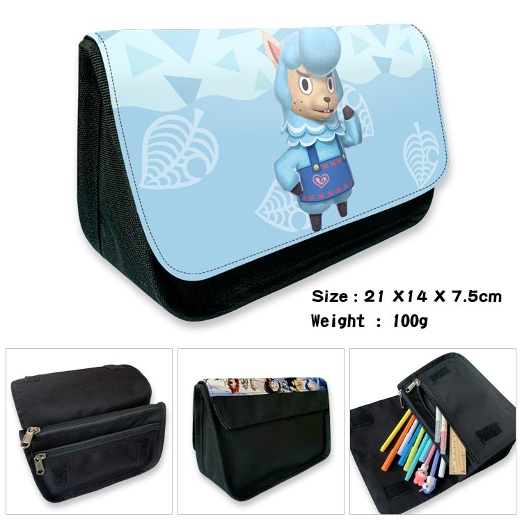 Animal Crossing Anime Velcro canvas zipper pencil case Pencil Bag 21×14×7.5cm