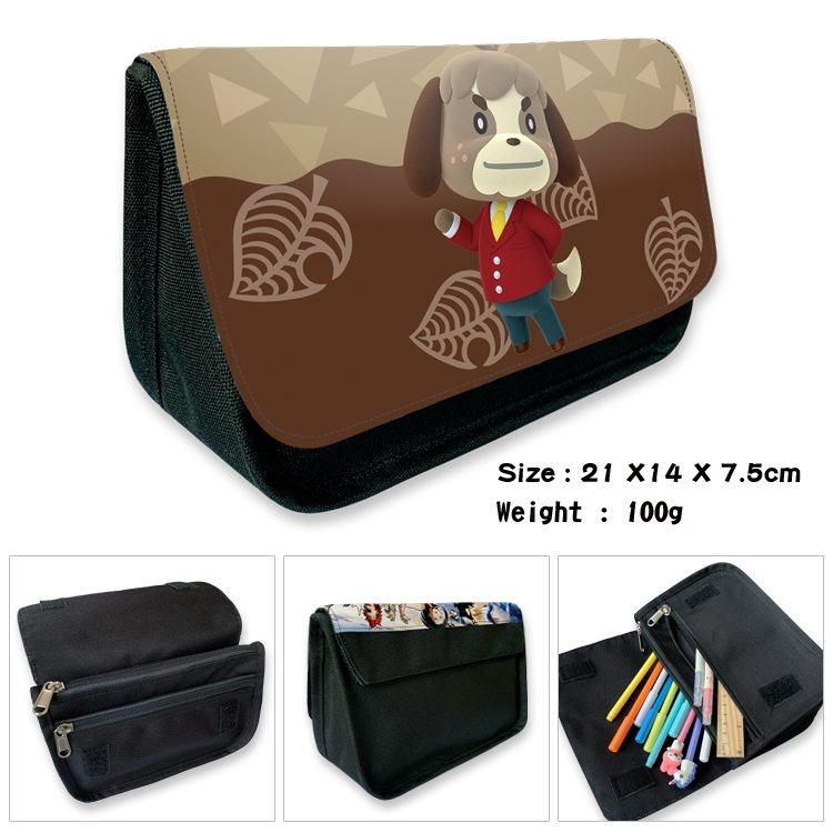 Animal Crossing Anime Velcro canvas zipper pencil case Pencil Bag 21×14×7.5cm