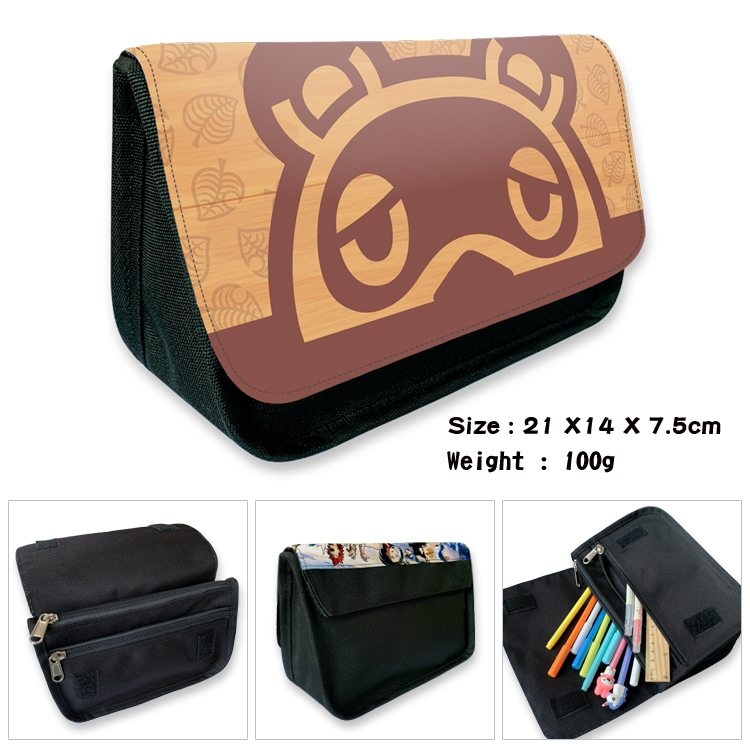 Animal Crossing Anime Velcro canvas zipper pencil case Pencil Bag 21×14×7.5cm