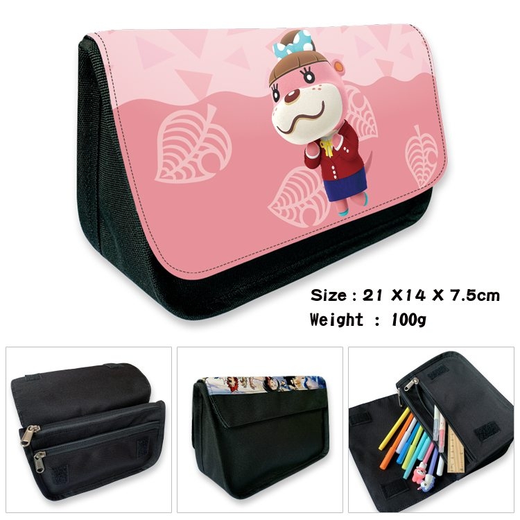 Animal Crossing Anime Velcro canvas zipper pencil case Pencil Bag 21×14×7.5cm