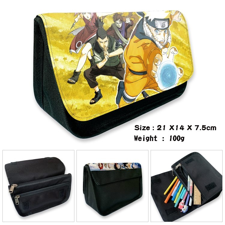 Naruto Anime Velcro canvas zipper pencil case Pencil Bag 21×14×7.5cm