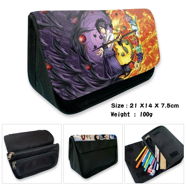 Naruto Anime Velcro canvas zipper pencil case Pencil Bag 21×14×7.5cm