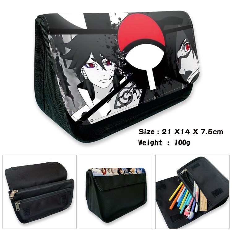 Naruto Anime Velcro canvas zipper pencil case Pencil Bag 21×14×7.5cm