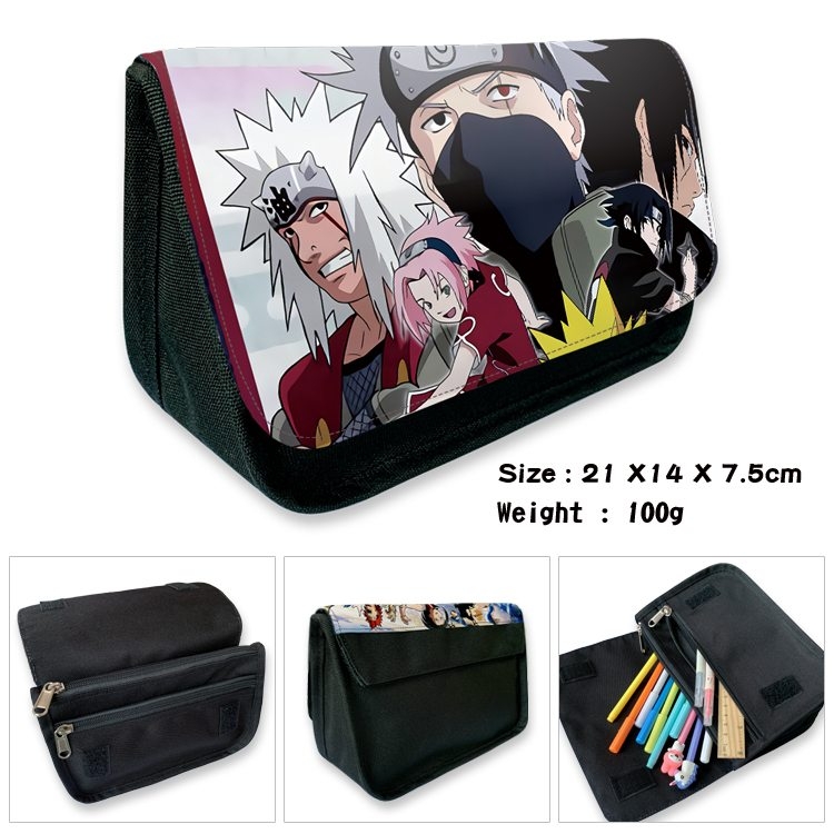 Naruto Anime Velcro canvas zipper pencil case Pencil Bag 21×14×7.5cm