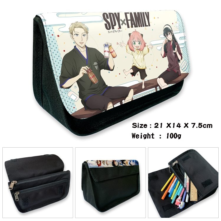 SPY×FAMILY Anime Velcro canvas zipper pencil case Pencil Bag 21×14×7.5cm