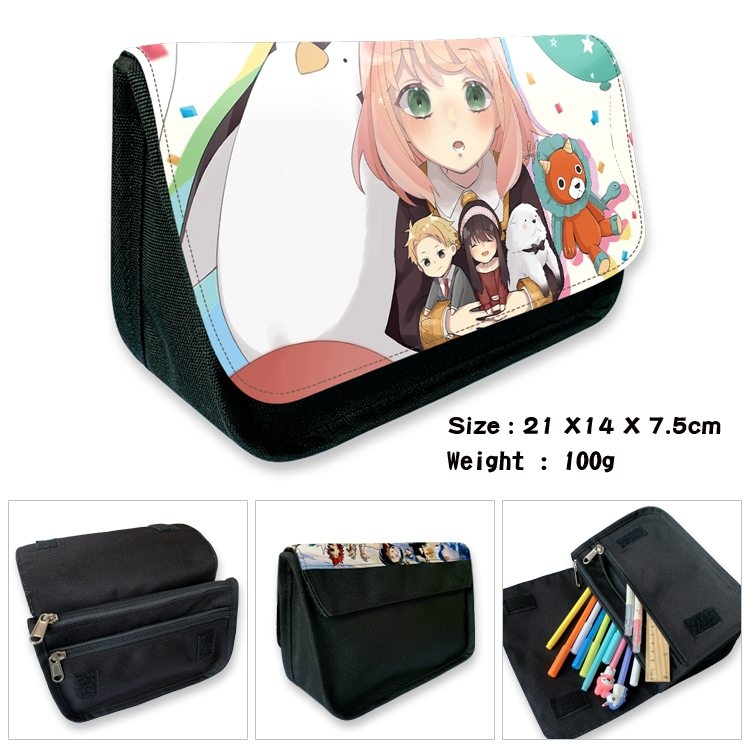 SPY×FAMILY Anime Velcro canvas zipper pencil case Pencil Bag 21×14×7.5cm