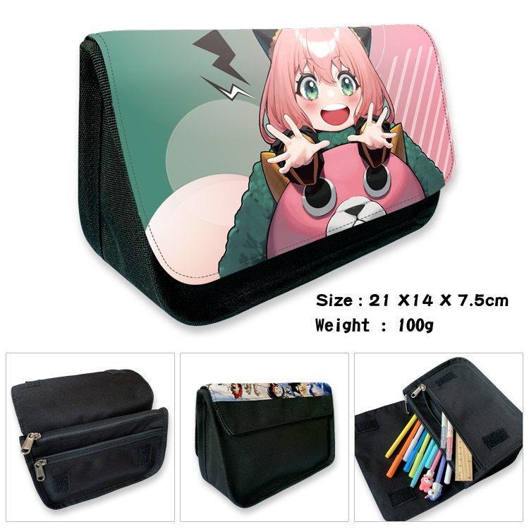 SPY×FAMILY Anime Velcro canvas zipper pencil case Pencil Bag 21×14×7.5cm