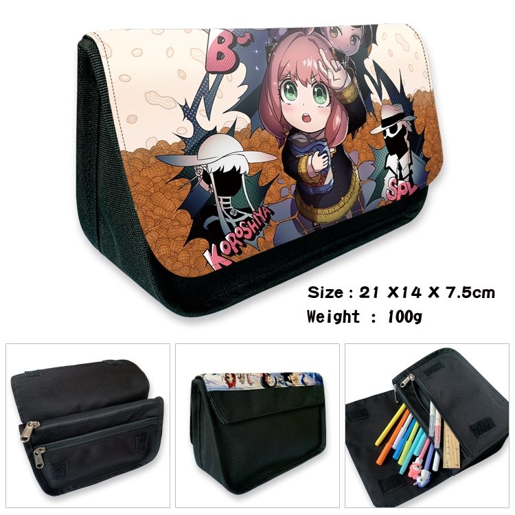 SPY×FAMILY Anime Velcro canvas zipper pencil case Pencil Bag 21×14×7.5cm