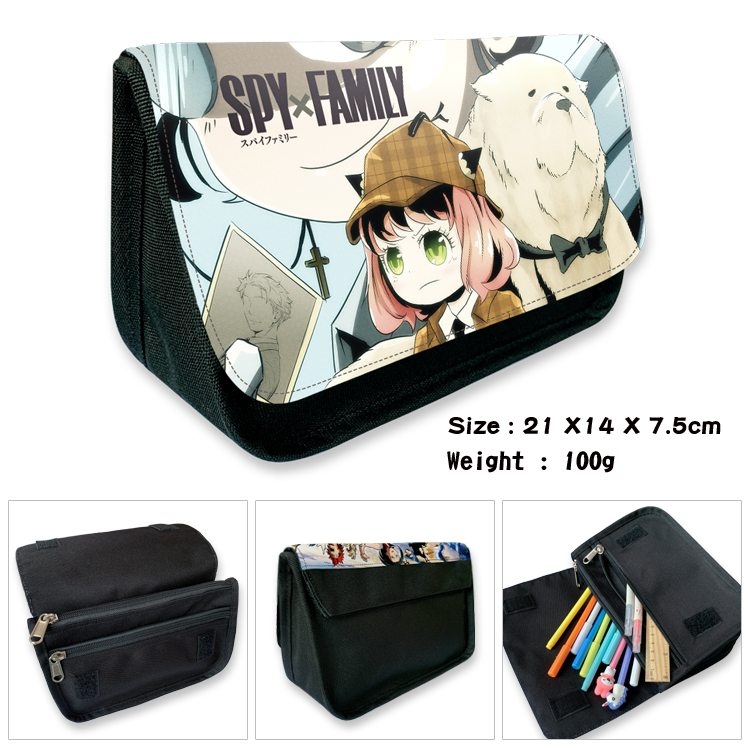 SPY×FAMILY Anime Velcro canvas zipper pencil case Pencil Bag 21×14×7.5cm