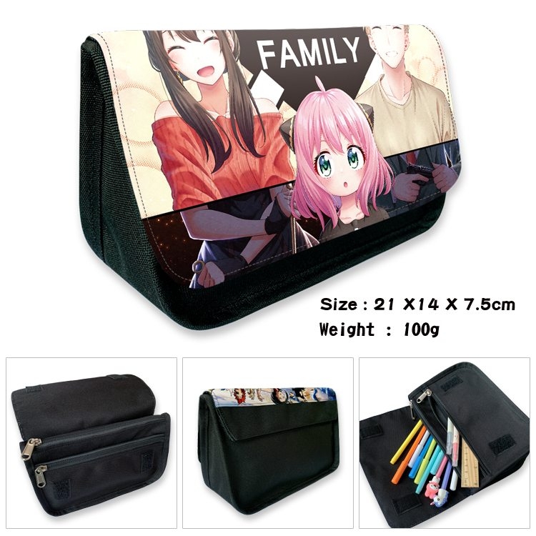 SPY×FAMILY Anime Velcro canvas zipper pencil case Pencil Bag 21×14×7.5cm