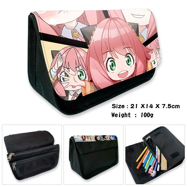 SPY×FAMILY Anime Velcro canvas zipper pencil case Pencil Bag 21×14×7.5cm