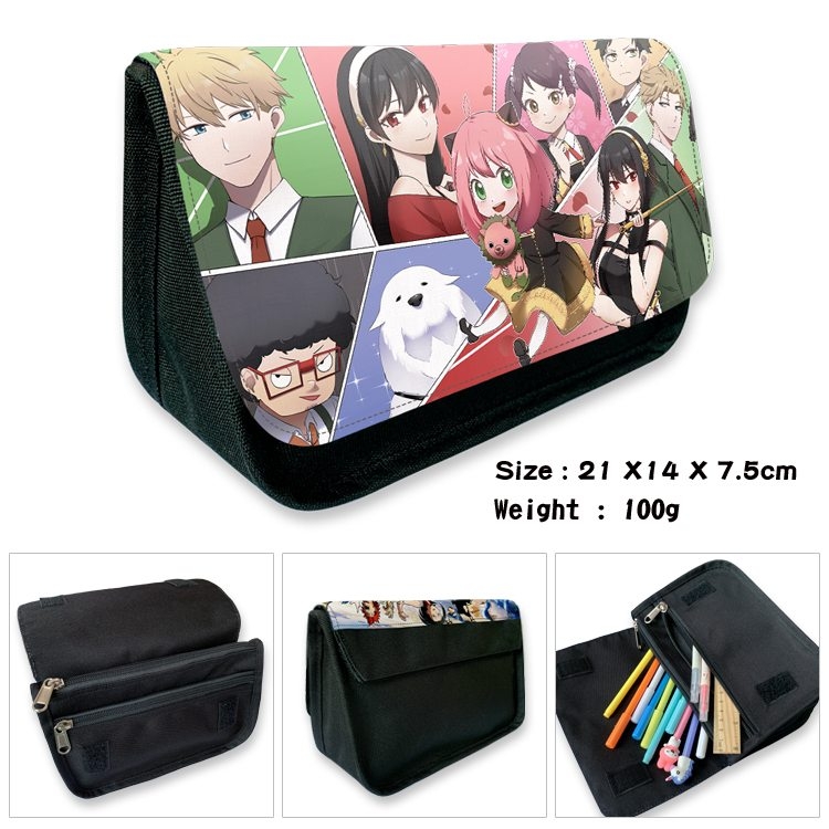 SPY×FAMILY Anime Velcro canvas zipper pencil case Pencil Bag 21×14×7.5cm