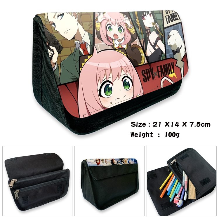 SPY×FAMILY Anime Velcro canvas zipper pencil case Pencil Bag 21×14×7.5cm