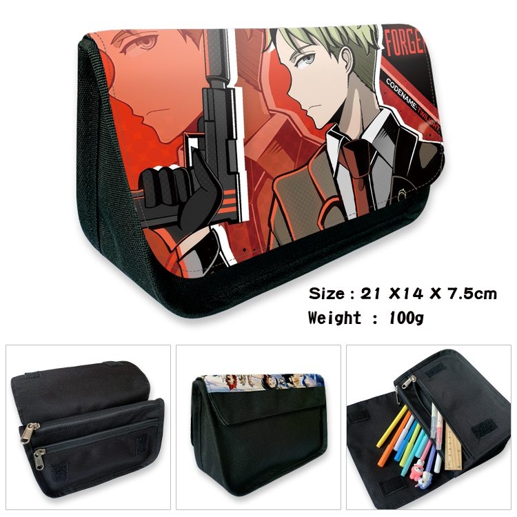 SPY×FAMILY Anime Velcro canvas zipper pencil case Pencil Bag 21×14×7.5cm