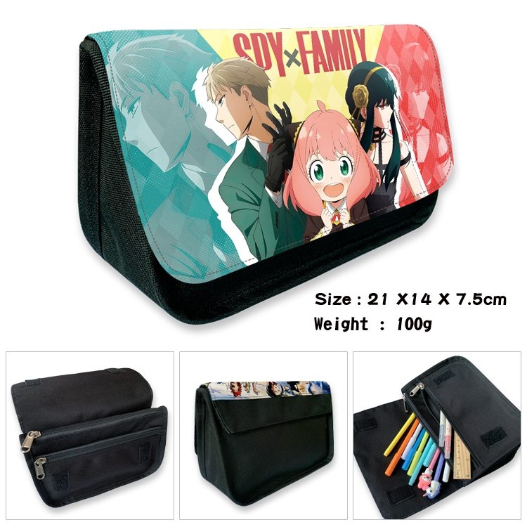 SPY×FAMILY Anime Velcro canvas zipper pencil case Pencil Bag 21×14×7.5cm