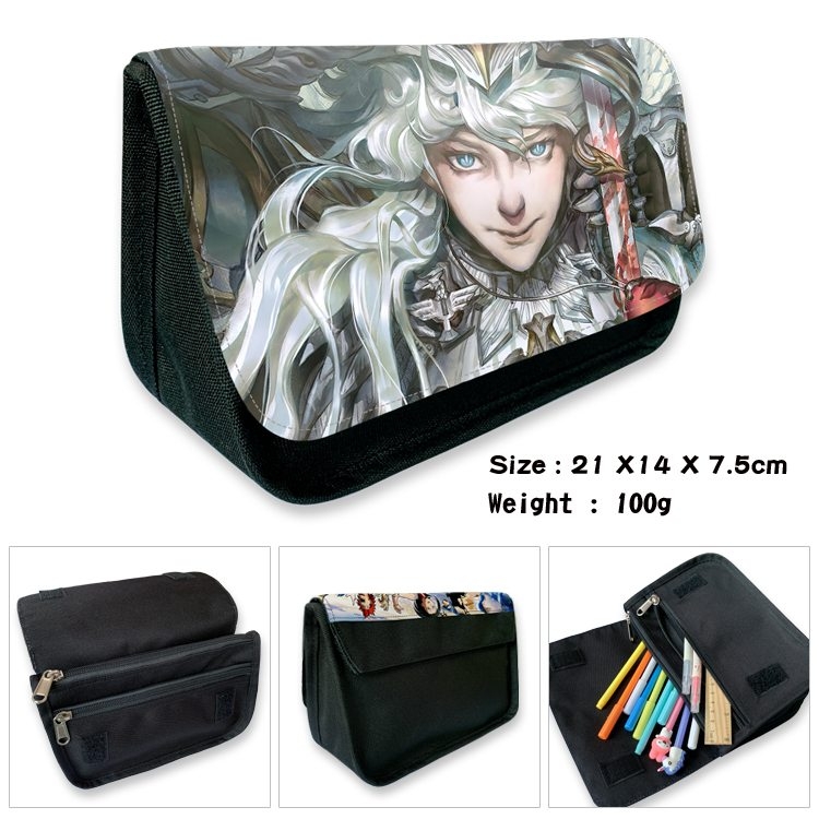 BERSERK Anime Velcro canvas zipper pencil case Pencil Bag 21×14×7.5cm