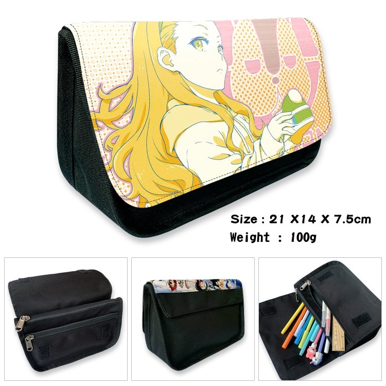 Lycoris Recoil Anime Velcro canvas zipper pencil case Pencil Bag 21×14×7.5cm