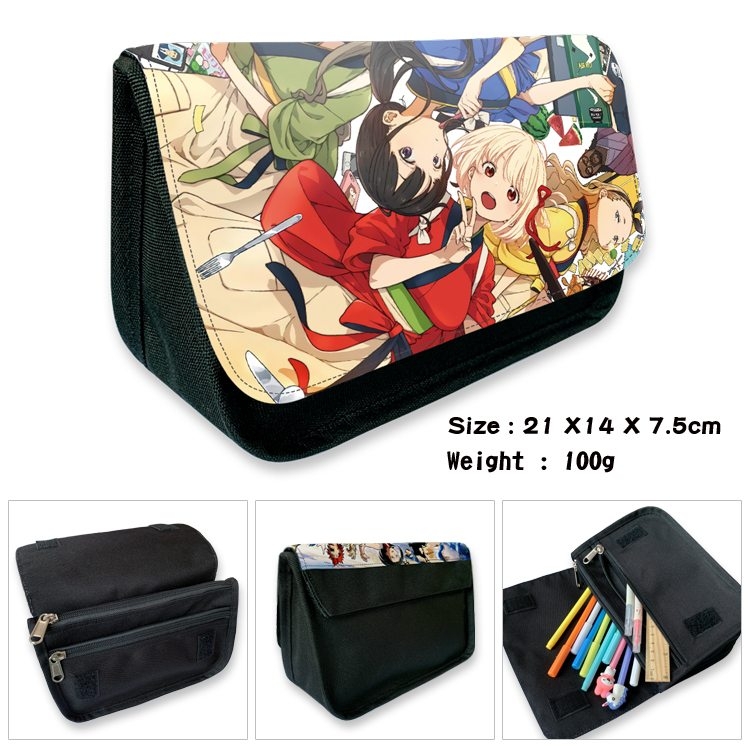 Lycoris Recoil Anime Velcro canvas zipper pencil case Pencil Bag 21×14×7.5cm