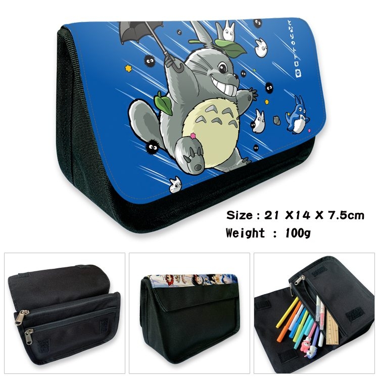 TOTORO Anime Velcro canvas zipper pencil case Pencil Bag 21×14×7.5cm