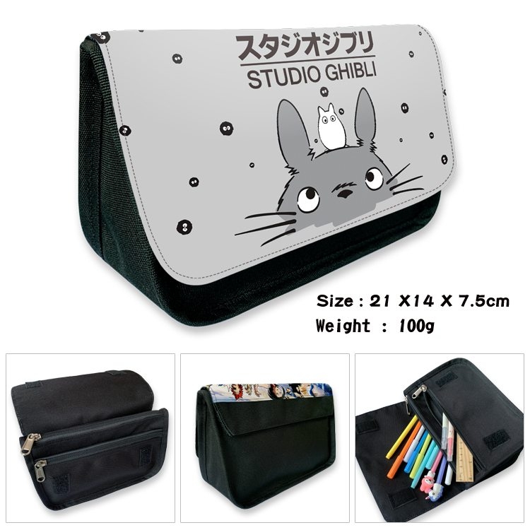 TOTORO Anime Velcro canvas zipper pencil case Pencil Bag 21×14×7.5cm