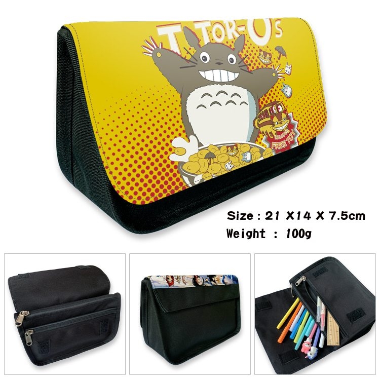 TOTORO Anime Velcro canvas zipper pencil case Pencil Bag 21×14×7.5cm