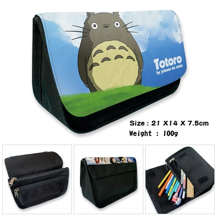 TOTORO Anime Velcro canvas zipper pencil case Pencil Bag 21×14×7.5cm