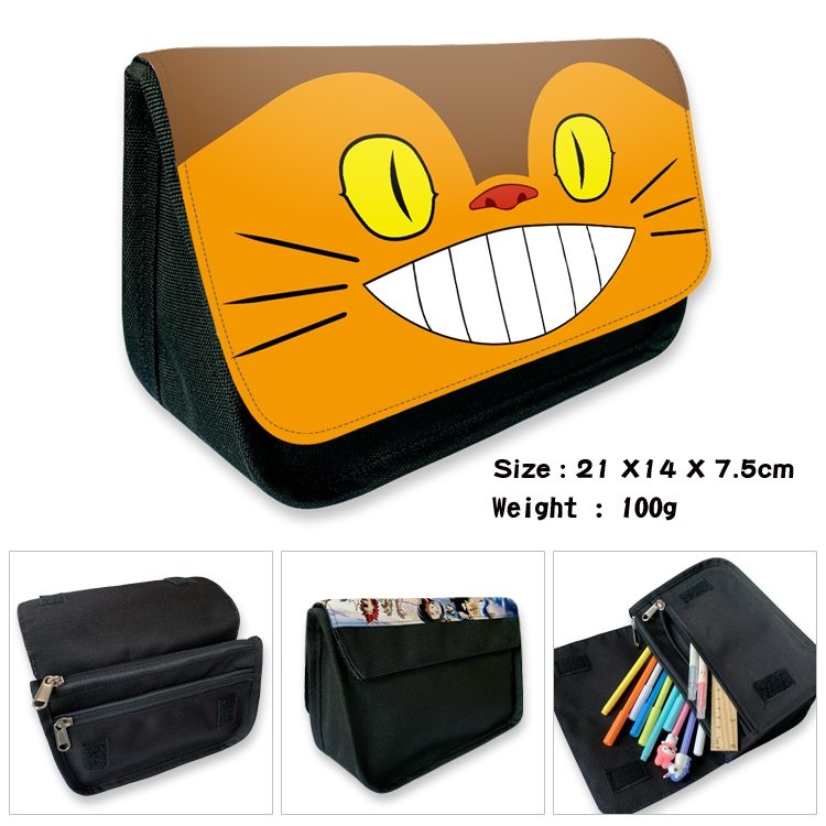 TOTORO Anime Velcro canvas zipper pencil case Pencil Bag 21×14×7.5cm