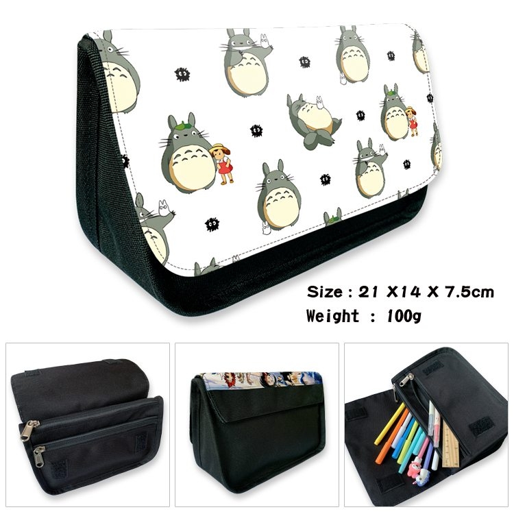 TOTORO Anime Velcro canvas zipper pencil case Pencil Bag 21×14×7.5cm