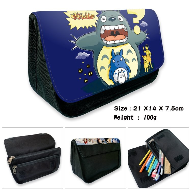 TOTORO Anime Velcro canvas zipper pencil case Pencil Bag 21×14×7.5cm