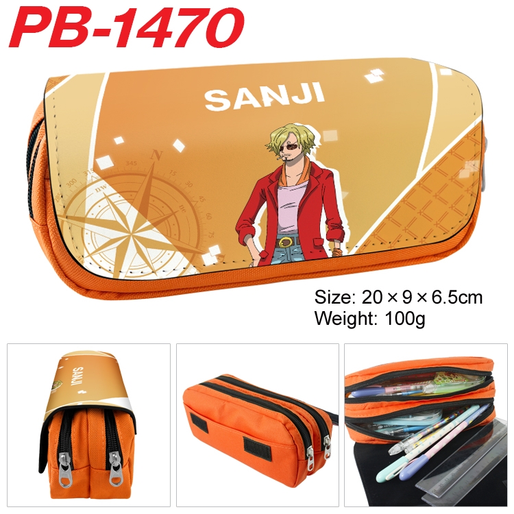 One Piece Anime double-layer pu leather printing pencil case 20×9×6.5cm  PB-1470