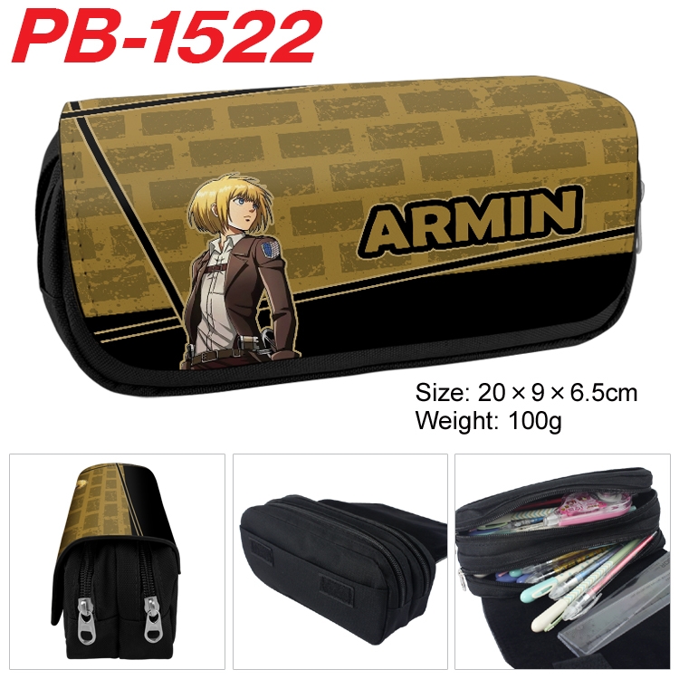 Shingeki no Kyojin Anime double-layer pu leather printing pencil case 20×9×6.5cm  PB-1522